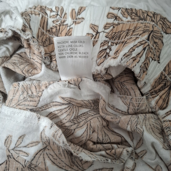 Nicole Miller Pants Womens Size Large Wide Leg Linen Blend Tropical Leaf Beachy - Picture 10 of 13